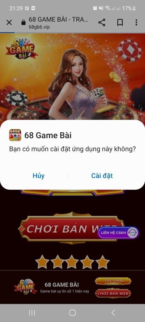 Tải app 68 game bài cho iOS và Android dễ dàng, nhanh chóng 11 Nhấn chọn “cài đặt”