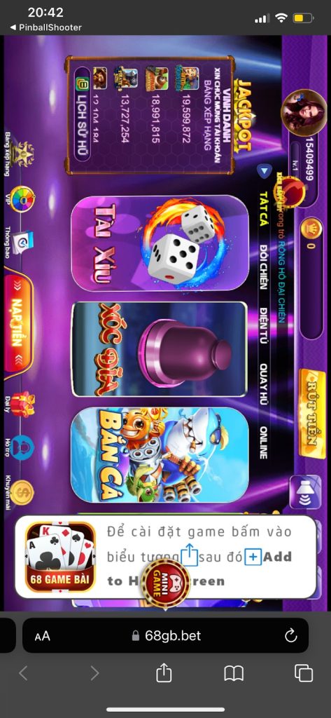 Tải app 68 game bài cho iOS và Android dễ dàng, nhanh chóng 4 Nhấn vào biểu tượng mũi tên