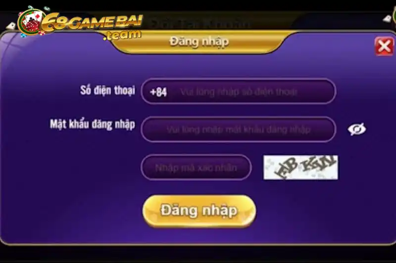 Đăng nhập là bước đầu tiên trong xác minh tài khoản 68 game bài 